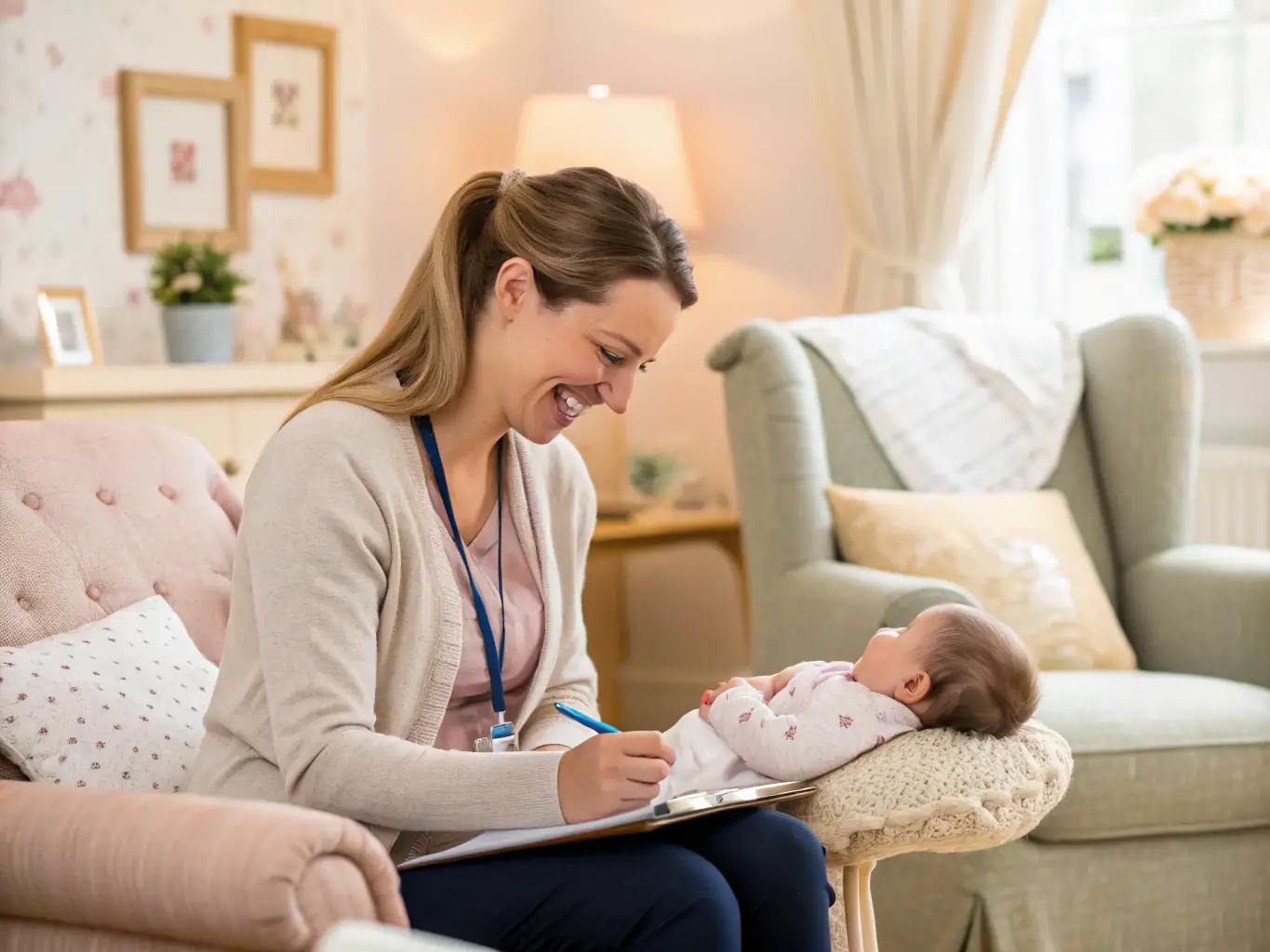 A happy baby is breastfeeding comfortably after undergoing a laser frenectomy to correct tongue-tie, showcasing improved latch and feeding efficiency.